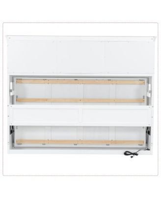 Twin Size Murphy Bed with Charging Station and a Drawer, White