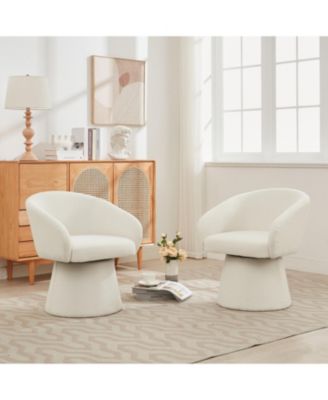 Modern 360 Swivel Boucle Accent Chair