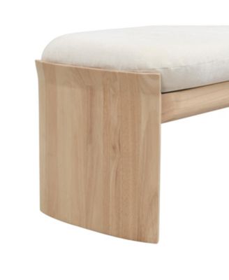  51.5 Inch Beige Rubber Wood Footstool For Bedroom and Living Room