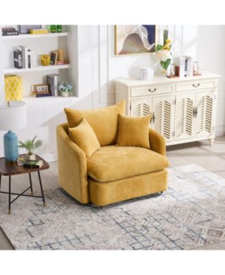 Swivel Accent Chair with Pillows - Yellow