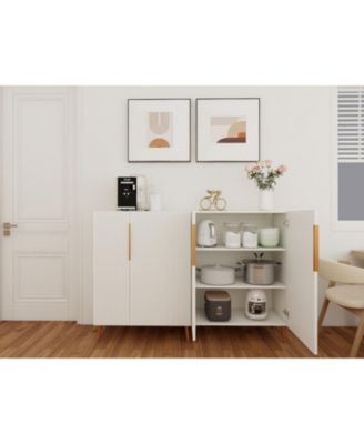 Modern White Sideboard Cabinet - Gold Handles
