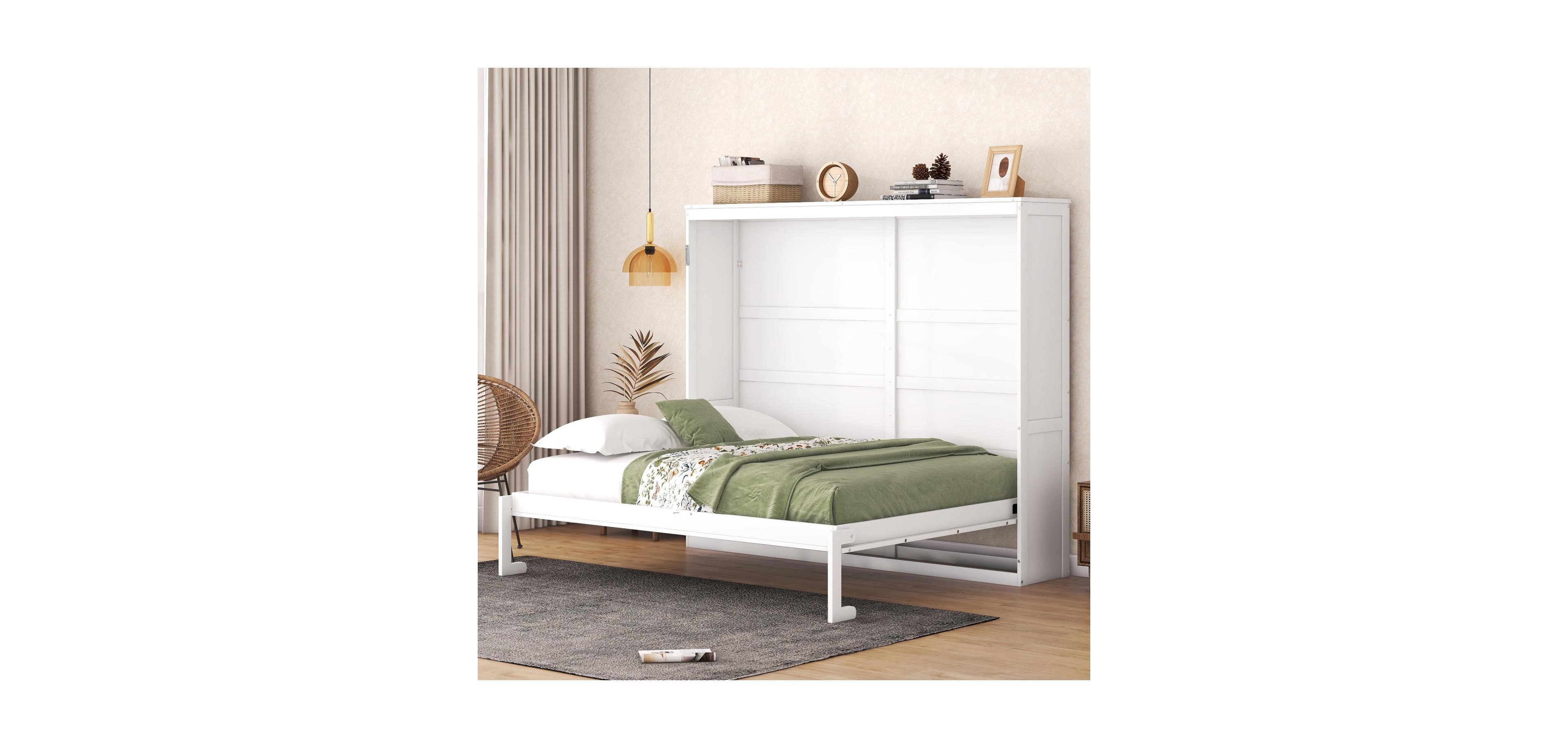 Streamdale Furniture Queen Size Murphy Bed Wall Bed, White