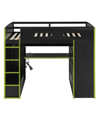 Loft Bed with Desk, Wardrobe & RGB LED