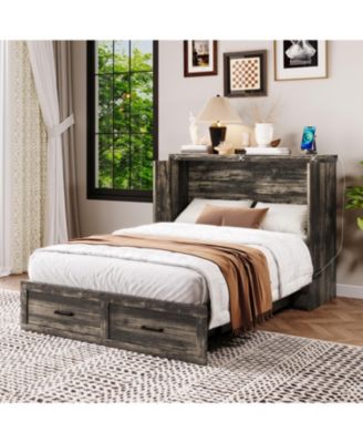 Murphy Bed Cabinet Full Size with Charging Station