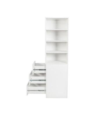  70.87" Display Cabinet, 4-Tier Shelf, 3 Drawers, Modern Wooden Bookshelf