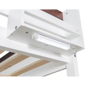 Queen Wooden Bunk Bed- Shelves, Storage, LED, USB