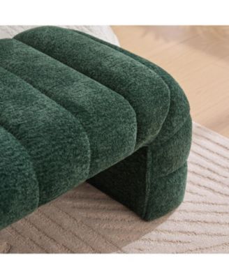  Modern Upholstered Bed Bench, Chenille Ottoman, Green