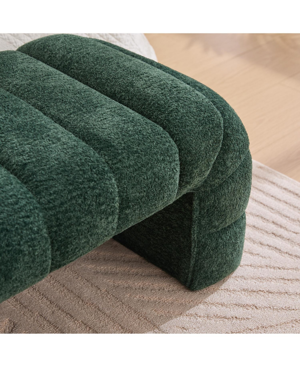 Streamdale Furniture Modern Upholstered Bed Bench, Chenille Ottoman, Green