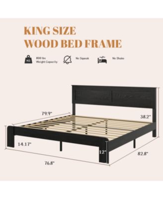 King Wood Platform Bed Frame - Noise Free, Easy Assembly, Under Bed Storage