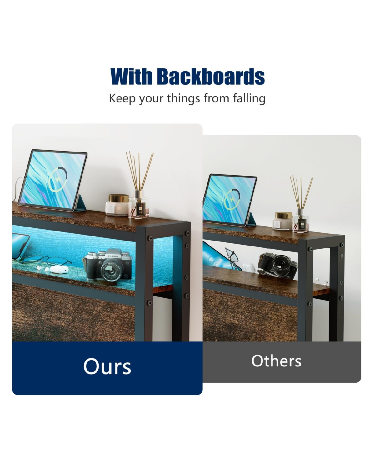 Streamdale Furniture Metal Bed Frame with Led, Heavy Duty, Noise Free