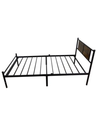 Twin Bed Frame with Wood Headboard, Metal Slats, Easy Assembly