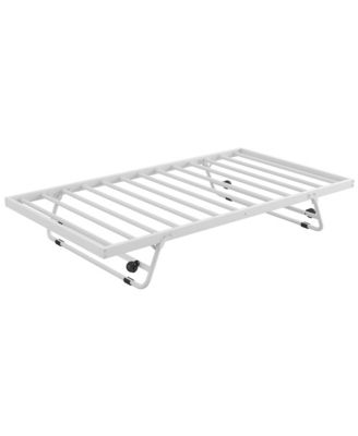 Twin Size Metal Daybed with LED and Adjustable Trundle, Pop Up Trundle