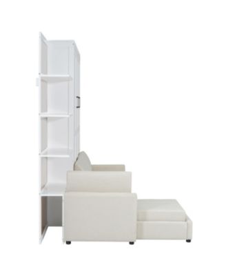 Streamdale Queen Size Murphy Bed Wall Bed with Sofa and Shelves