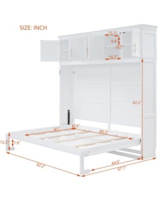 Queen Size Murphy Bed Wall Bed with Top Cabinets