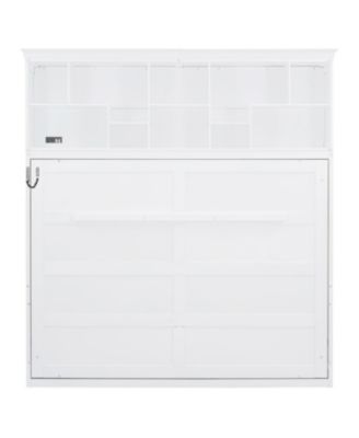 Queen Size Murphy Bed Wall Bed with Top Shelves & USB