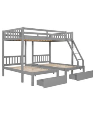 Full Over Twin & Twin Triple Bunk Bed with Drawers