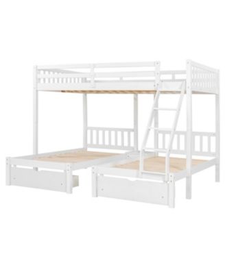 Full Over Twin & Twin Triple Bunk Bed with Drawers
