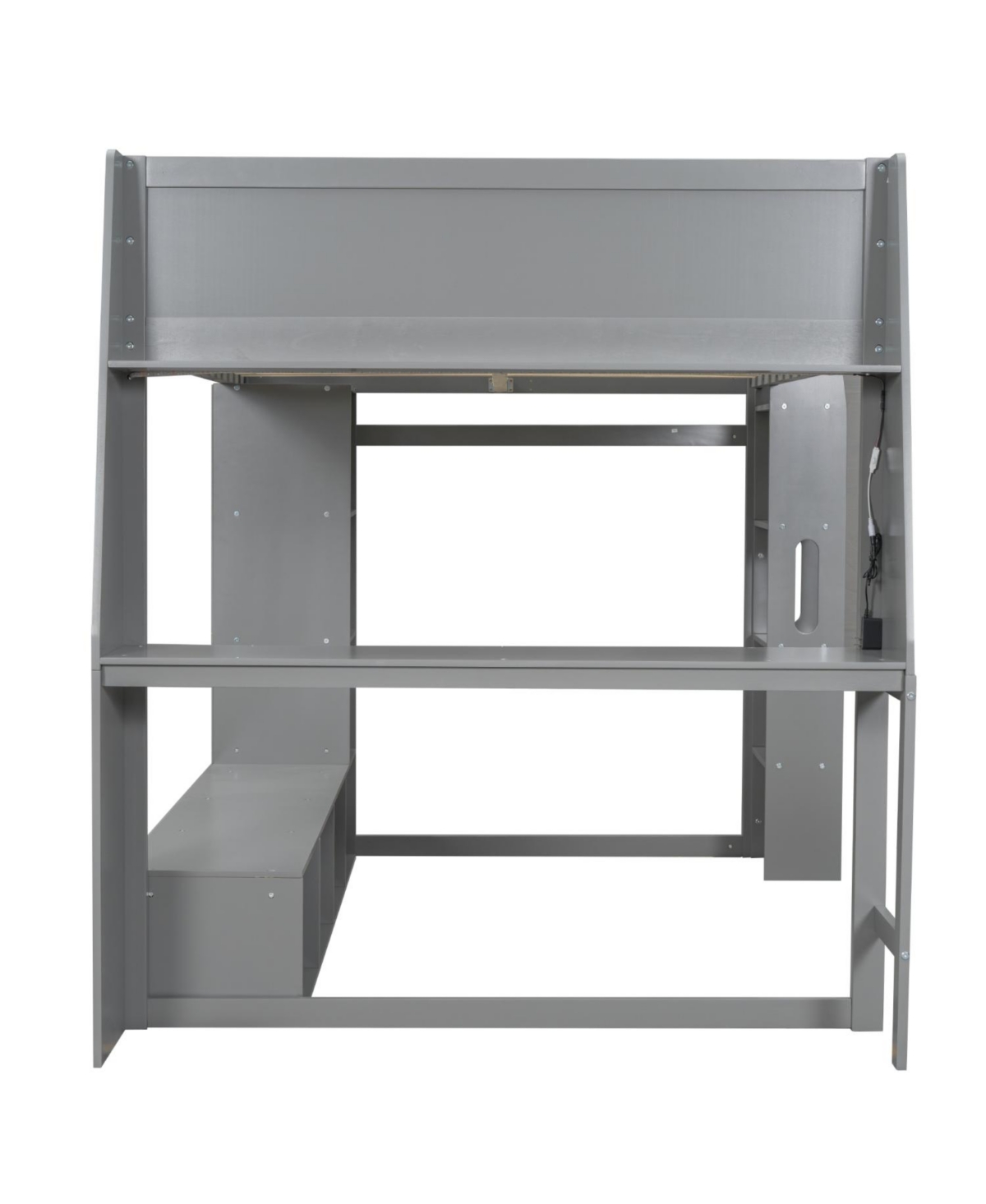 Streamdale Furniture Streamdale Wood Gaming Loft Bed w/ Desk, Shelves, Led, Rack, Black