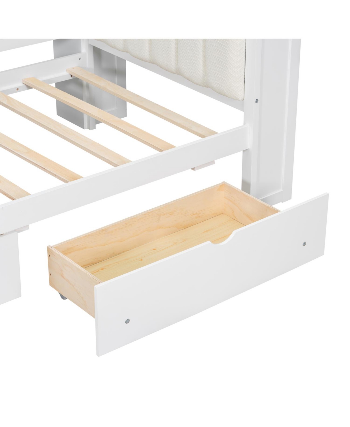 Streamdale Furniture Twin Platform Bed w/ Storage, Led, Desk, Charging, Upholstered Headboard