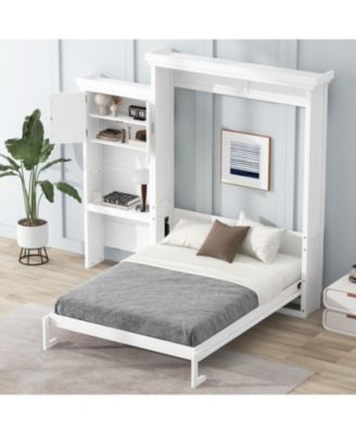 Queen Murphy Bed with Storage & Louvered Detail