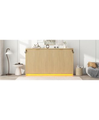 Twin XL Size Murphy Bed with LED Light, can be Folded into a Cabinet