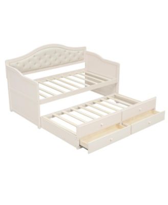 Streamdale Twin Daybed with Trundle & Storage, Upholstered Backrest