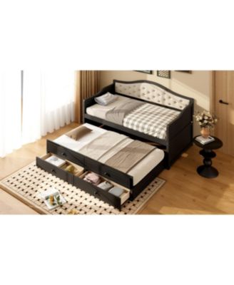 Streamdale Twin Daybed with Trundle & Storage, Upholstered Backrest