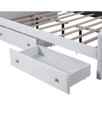 Full Size Upholstered Daybed with LED and 2 Drawers