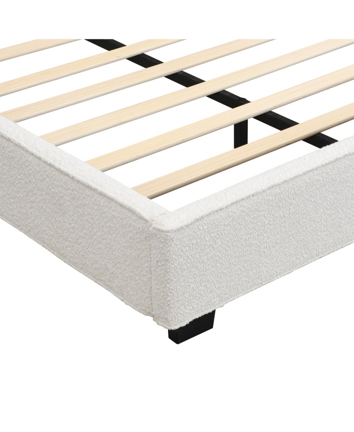 Streamdale Furniture King Beige Boucle Bed Frame with Curved Tufted Headboard