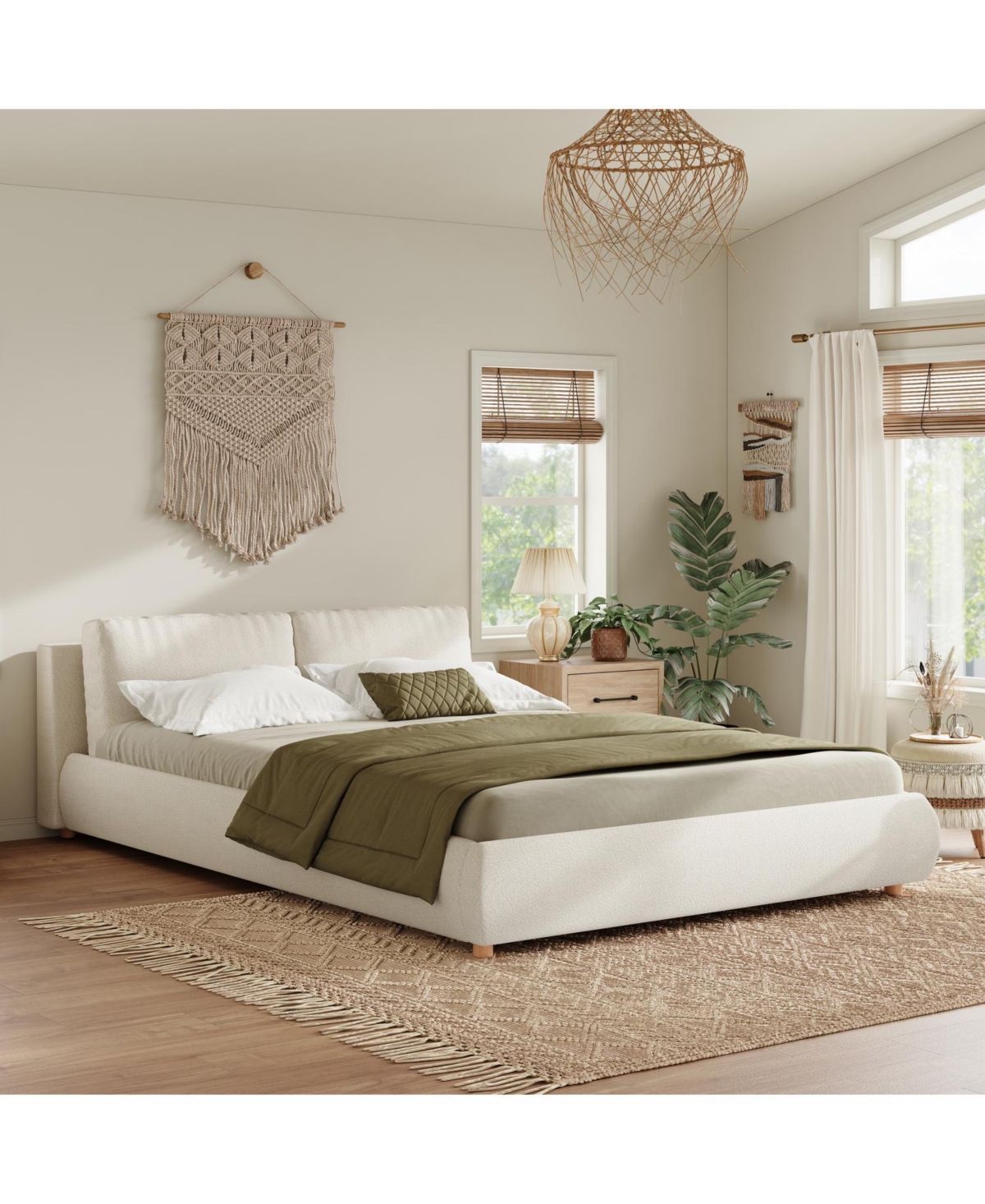 Streamdale Furniture Streamdale Upholstered Platform Bed with Pillow