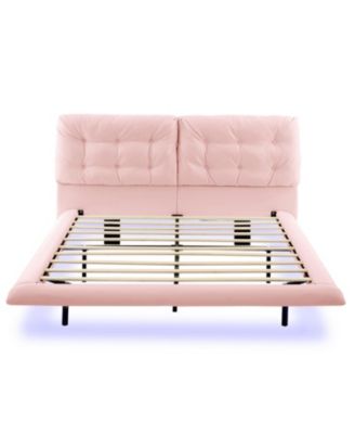 Queen Upholstered LED Platform Bed