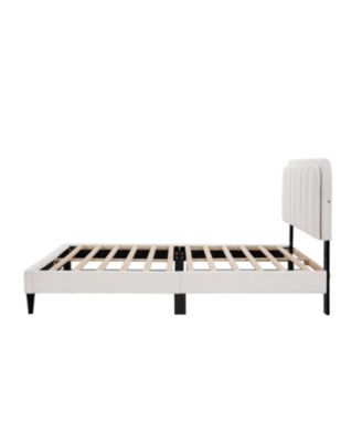 Lambswool Headboard Bed Frame w/ Light, Full