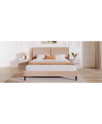 Streamdale Simple Modern Camel Plush Soft Bed Comfortable Backrest Bedroom Bed