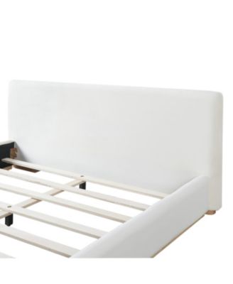Queen Bed with Solid Wood Frame in Elegant White Finish
