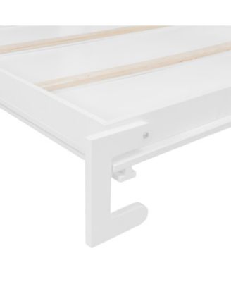  Queen Size Wall Murphy Bed with Ample Storage Space and Diamond Stripes, White