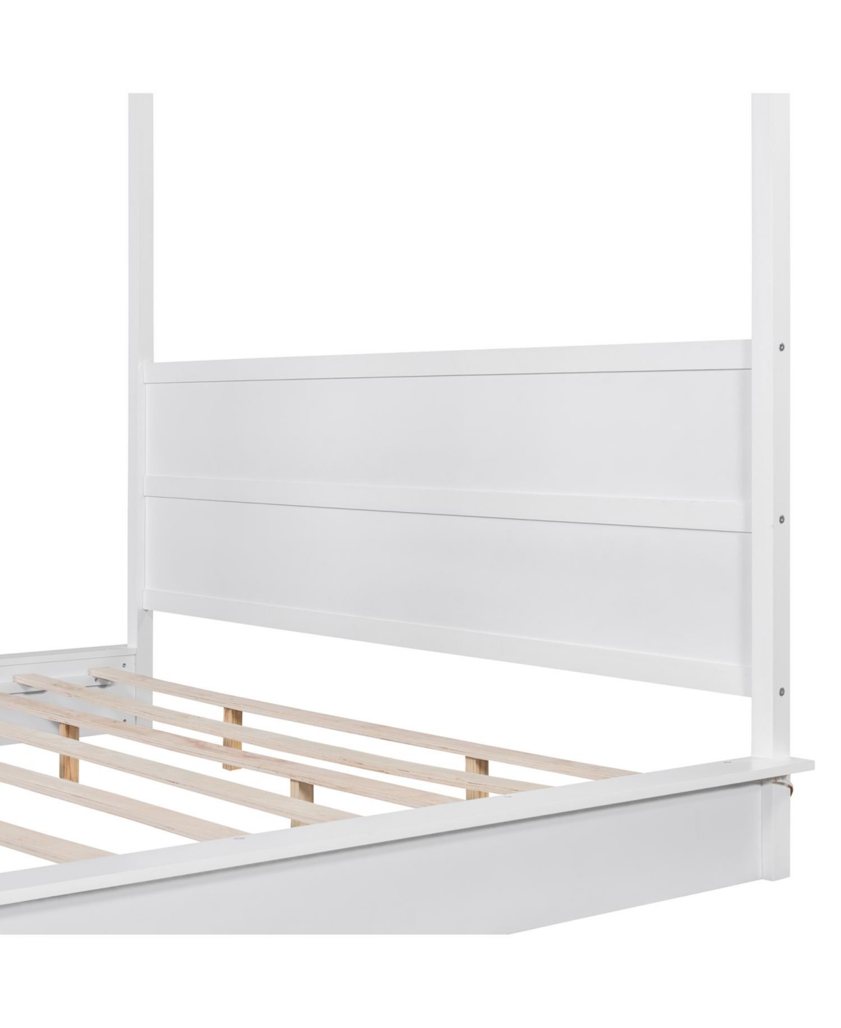 Streamdale Furniture King Size White Wood Led Canopy Platform Bed