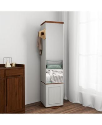Rotating Mirrored Storage Cabinet - Antique White