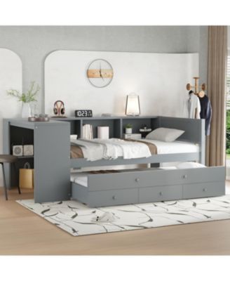 Twin Daybed with Trundle, Storage, Desk