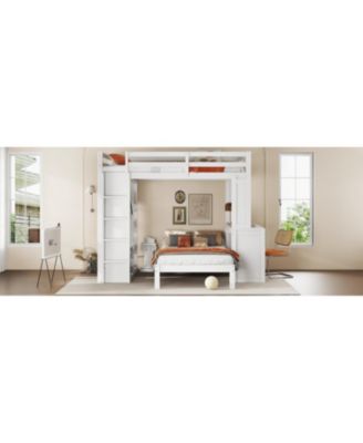 Bunk Bed with Desk & Shelves, Converts to Loft Bed