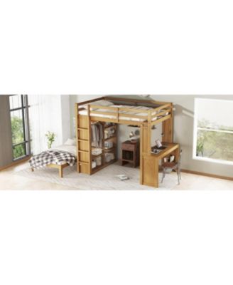 Full XL/Full Bunk Bed with Desk, Shelves & Wardrobe