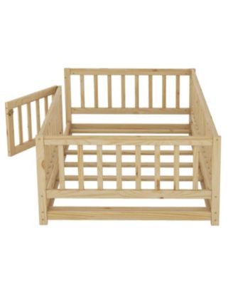 Twin Montessori Floor Bed with Fence & Door