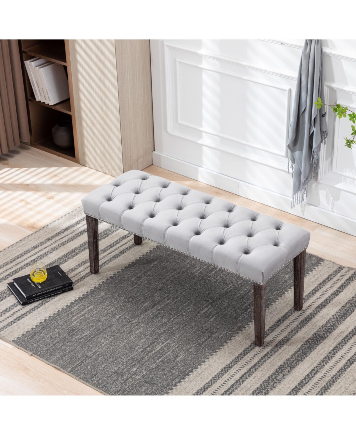 Streamdale Furniture Streamdale Tufted Velvet Bench Ottoman