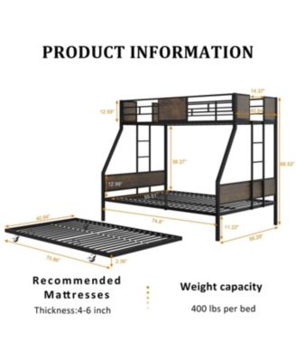 Twin Over Full Bunk Bed with Trundle & Ladders