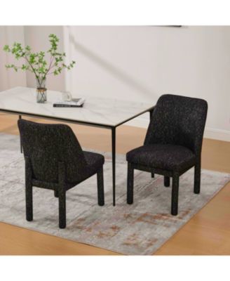 Modern Chenille Dining Chairs (Set of 2) - Black/Gray