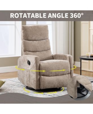 Heat Massage Rocker Swivel Recliner Chair, Fabric