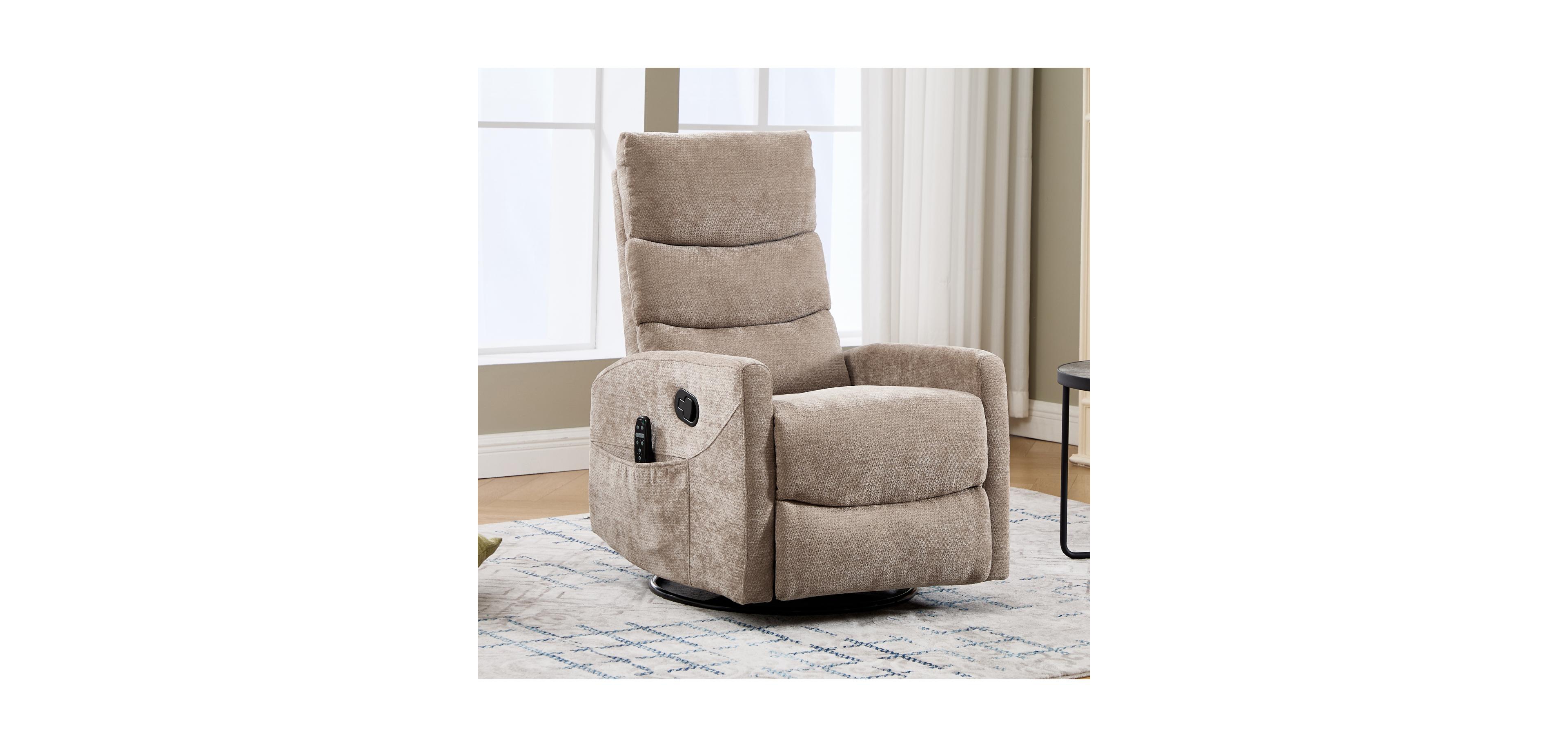 Streamdale Furniture Heat Massage Rocker Swivel Recliner Chair, Fabric