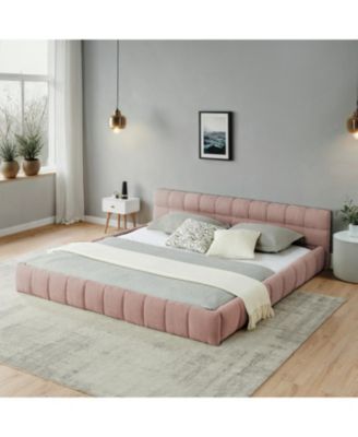 California King Upholstered Platform Bed Frame - Pink
