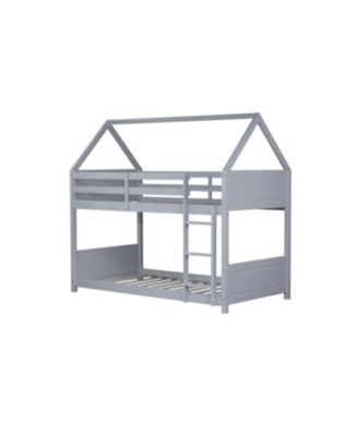Twin Over Twin House Bunk Bed with Guardrails