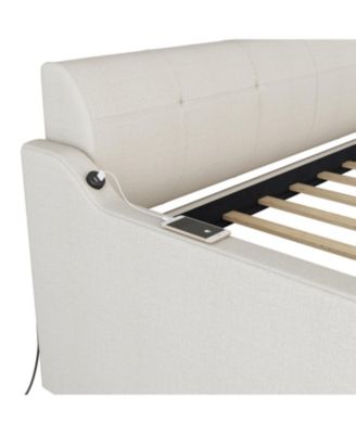 Twin Upholstered Daybed with Trundle & USB, Beige