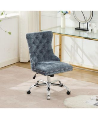 Light Blue Chenille Tufted Office Chair